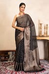 Buy_Zal From Benaras_Black Silk Zari, Banarasi Handloom Saree With Unstitched Blouse Fabric _at_Aza_Fashions