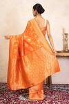 Shop_Zal From Benaras_Orange Silk Zari Banarasi Saree With Unstitched Blouse Fabric _at_Aza_Fashions