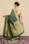 Shop_Zal From Benaras_Green Chiffon Zari Banarasi Handloom Saree With Unstitched Blouse Fabric _at_Aza_Fashions