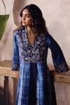 Grassroot By Anita Dongre_Blue Silk, Chanderi Silk, Delmore Handcrafted Shibori Kurta And Palazzo Set _Online_at_Aza_Fashions