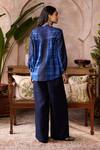 Shop_Grassroot By Anita Dongre_Blue Silk Mandarin Collar Cephas Handcrafted Shibori Shirt _at_Aza_Fashions