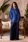 Buy_Grassroot By Anita Dongre_Blue Silk Mandarin Collar Cephas Handcrafted Shibori Shirt _at_Aza_Fashions