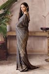 Buy_Grassroot By Anita Dongre_Black Modal, Viscose, Brano Ajrakh Print Saree With Unstitched Blouse Piece _Online_at_Aza_Fashions