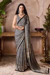 Buy_Grassroot By Anita Dongre_Black Modal, Viscose, Brano Ajrakh Print Saree With Unstitched Blouse Piece _at_Aza_Fashions