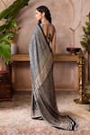 Shop_Grassroot By Anita Dongre_Black Modal, Viscose, Brano Ajrakh Print Saree With Unstitched Blouse Piece _at_Aza_Fashions
