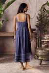 Shop_Grassroot By Anita Dongre_Blue Cotton Square Neck Mysaria Handwoven Dress _at_Aza_Fashions