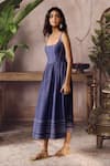 Buy_Grassroot By Anita Dongre_Blue Cotton Square Neck Mysaria Handwoven Dress _Online_at_Aza_Fashions