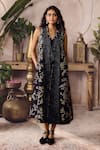 Buy_Grassroot By Anita Dongre_Black Silk Embroidery Open Neck Natures Trail Hand Jacket With Dress _at_Aza_Fashions