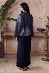 Shop_Grassroot By Anita Dongre_Blue Silk Embroidery Open , Sweetheart Elwood Hand Kantha Jacket Set _at_Aza_Fashions