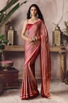 Buy_Grassroot By Anita Dongre_Red Modal, Fiann Ajrakh Hand Block Print Saree With Unstitched Blouse Piece _at_Aza_Fashions