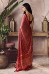 Shop_Grassroot By Anita Dongre_Red Modal, Fiann Ajrakh Hand Block Print Saree With Unstitched Blouse Piece _at_Aza_Fashions