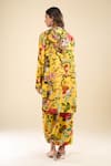 Anamika Khanna_Yellow Mandarin Collar Printed Kurta And Skirt Set _Online_at_Aza_Fashions