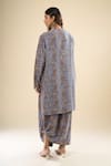Shop Anamika Khanna Blue Mandarin Collar Printed Kurta Set at Aza Fashions Shop_Anamika Khanna_Blue Mandarin Collar Printed Kurta Set _at_Aza_Fashions