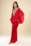Buy Anamika Khanna Red High , Square Embroidered Cape Draped Skirt Set Online at Aza Fashions Buy_Anamika Khanna_Red High , Square Embroidered Cape Draped Skirt Set _Online_at_Aza_Fashions
