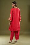 Shop_Sheetal Batra_Red Embroidery, Zari, Piping, Foil Printing Round Neck Kurta Set _at_Aza_Fashions