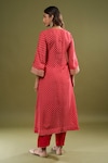 Shop_Sheetal Batra_Red Embroidery, Zari V-neck Gathered Kurta Set _at_Aza_Fashions