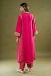 Shop Sheetal Batra Pink Embroidery, Gota Patti Split V-neck Kurta And Salwar Set at Aza Fashions Shop_Sheetal Batra_Pink Embroidery, Gota Patti Split V-neck Kurta And Salwar Set _at_Aza_Fashions