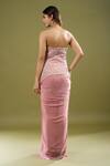 Shop_COUTURE BY NIHARIKA_Pink Beads, Sequins Sweetheart Neck Embroidered Corset With Draped Skirt _at_Aza_Fashions