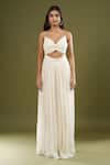 Buy Couture By Niharika Ivory Sweetheart , Round Pleated Jumpsuit With Cape Online at Aza Fashions Buy_Couture By Niharika_Ivory Sweetheart , Round Pleated Jumpsuit With Cape _Online_at_Aza_Fashions