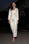 Buy_Dash And Dot_White Polyester Brocade Blazer With Pant _at_Aza_Fashions