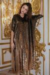 Buy_Dash And Dot_Gold Polyester Sequins V-neck Ombre Work Kaftan _Online_at_Aza_Fashions