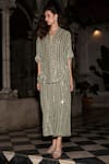 Dash And Dot_Grey Polyester Sequins Embroidered Pant _Online_at_Aza_Fashions