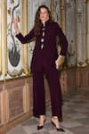 Buy_Dash And Dot_Purple Polyester Crystals Button Blazer _at_Aza_Fashions