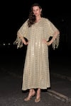 Buy Dash And Dot Ivory Polyester Mirrors, Metallic Thread, Chains V-neck Embroidered Kaftan Dress at Aza Fashions Buy_Dash And Dot_Ivory Polyester Mirrors, Metallic Thread, Chains V-neck Embroidered Kaftan Dress _at_Aza_Fashions