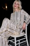 Shop Dash And Dot Ivory Polyester Sequins, Embroidery, Metallic Thread Geometric Work Flared Pant Online at Aza Fashions Shop_Dash And Dot_Ivory Polyester Sequins, Embroidery, Metallic Thread Geometric Work Flared Pant _Online_at_Aza_Fashions