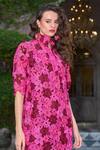 Dash And Dot_Fuchsia Polyester Lace Collared Floral Pattern Dress _at_Aza_Fashions