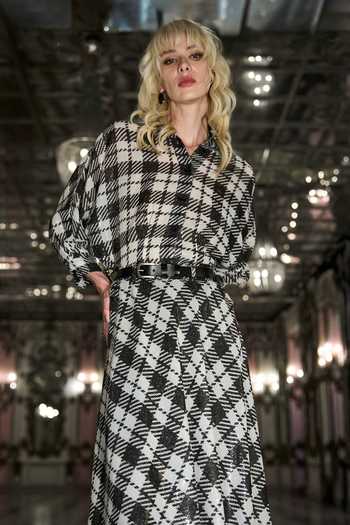 Buy_Dash And Dot_Black Polyester Sequins Handkerchief Hem Skirt _Online_at_Aza_Fashions