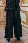 Dash And Dot_Black Polyester Sequins V-neck Embroidered Pant Set _Online_at_Aza_Fashions