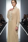Nikita Mhaisalkar_Off White Georgette Embroidery, Beads, Sequins Collared, V-neck Baroque Kaftan _Online_at_Aza_Fashions