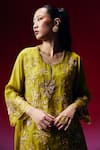 Buy_One Not Two_Green Silk, Organza Applique, Sequins, Beads, Floral Kurta And Sharara Set _Online_at_Aza_Fashions