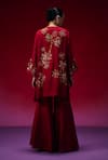 Shop_One Not Two_Red Silk, Organza Applique, Sequins, Beads, Floral Work Kurta And Sharara Set _at_Aza_Fashions