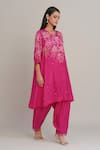 Shop_One Not Two_Pink Silk, Organza, Satin Applique, Sequins, Beads, Floral Kurta And Salwar Set _Online_at_Aza_Fashions