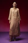 Buy_One Not Two_Gold Silk Applique, Sequins, Beads, Crystals, Floral Kurta And Pant Set _at_Aza_Fashions