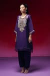 Buy_One Not Two_Purple Silk Sequins, Beads, Crystals, Embroidery Hand Yoke Kurta And Salwar Set _at_Aza_Fashions