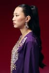 One Not Two_Purple Silk Sequins, Beads, Crystals, Embroidery Hand Yoke Kurta And Salwar Set _Online_at_Aza_Fashions