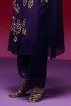One Not Two_Purple Organza, Viscose, Silk Sequins, Beads, Floral Cluster Kurta And Pant Set _Online_at_Aza_Fashions