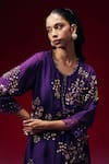 Buy_One Not Two_Purple Organza, Viscose, Silk Sequins, Beads, Floral Cluster Kurta And Pant Set _Online_at_Aza_Fashions