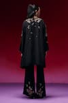 Shop_One Not Two_Black Silk, Satin Sequins, Beads, Crystals, Floral Bunch Kurta And Pant Set _at_Aza_Fashions