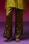 One Not Two_Green Silk, Satin Embroidery, Sequins, Beads, Floral Clusters Kurta And Pant Set _Online_at_Aza_Fashions