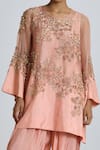Shop_One Not Two_Pink Organza, Embroidery, Sequins, Floral Cluster Kurta And Salwar Set _Online_at_Aza_Fashions