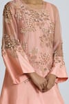 One Not Two_Pink Organza, Embroidery, Sequins, Floral Cluster Kurta And Salwar Set _at_Aza_Fashions