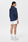 Shop_Studio Moda India_Blue Cotton Collared Grommet Embellished Shirt _at_Aza_Fashions