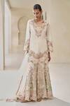 Buy_Pankaj & Nidhi_Ivory Silk Organza Embroidery V-neck Lush Arbor Sharara Set _at_Aza_Fashions