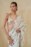 Pankaj & Nidhi_Blue Georgette Embroidery, Sequins, Marina Mist Embellished Saree With Blouse _Online_at_Aza_Fashions