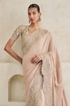 Pankaj & Nidhi_Rose Gold Silk, Georgette Embroidery, Applique, Mystic Vale Saree With Blouse _Online_at_Aza_Fashions