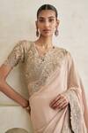Buy_Pankaj & Nidhi_Rose Gold Silk, Georgette Embroidery, Applique, Mystic Vale Saree With Blouse _Online_at_Aza_Fashions